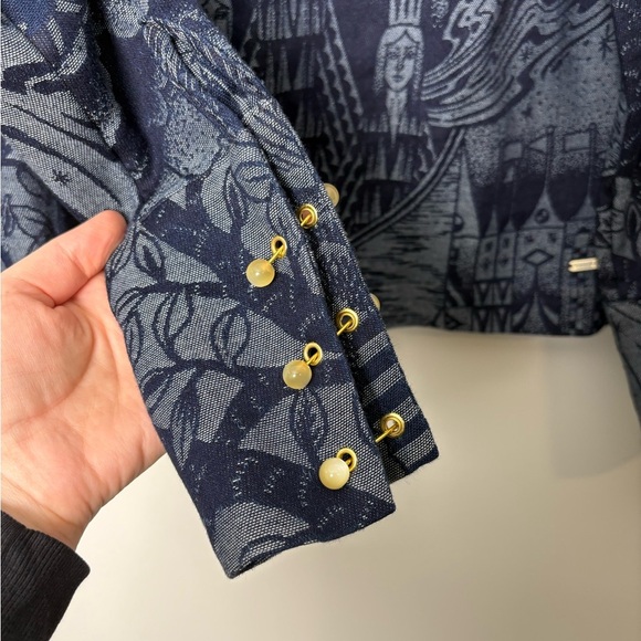 Scotch & Soda Blue Cosmic Graphic Fitted Button Shirt Blouse - Picture 12 of 12